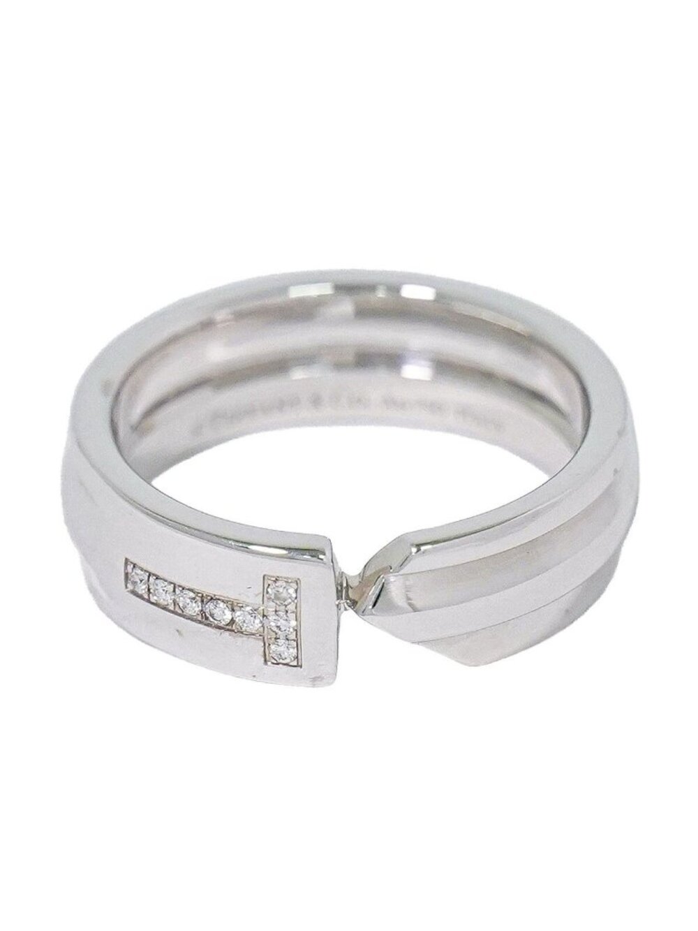 Tiffany & Co T Diamond WG Ring White Gold Modern Key Second